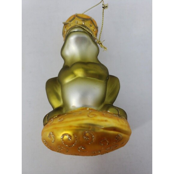 Blown Glass Frog Prince King Christmas Ornament from Fairy Tales Green Gold READ - Picture 14 of 16